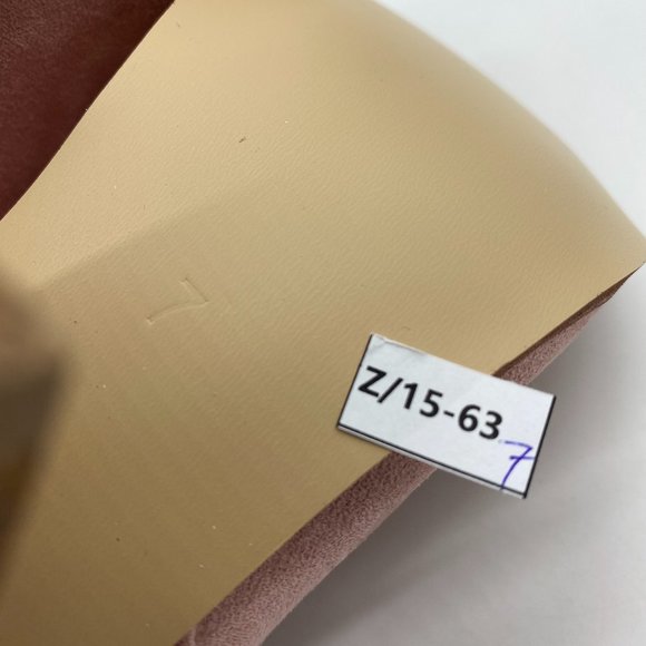 YDN Light Pink Round Toe Zipper Block Heel Saddle Wide Calf Knee High Boots - Picture 7 of 10